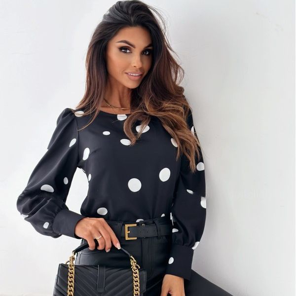 Damen Bluse mit Volantärmel und zeitlosem Punkte-Druck