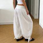 Damen weite Baumwollhose mit elastischem Bund und verstellbaren BindR&Bändern R&B