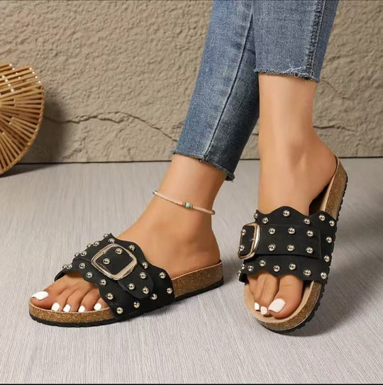 Damen elegante und komfortable Sandalen mit dekorativem Riemendesign R&B