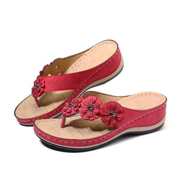 Damen komfortable Zehentrenner-Sandalen mit floralem Detail und gepolsterter Innensohle R&B