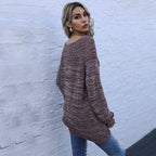 Damen Oversized Pullover mit V-Ausschnitt und Strukturmuster R&B