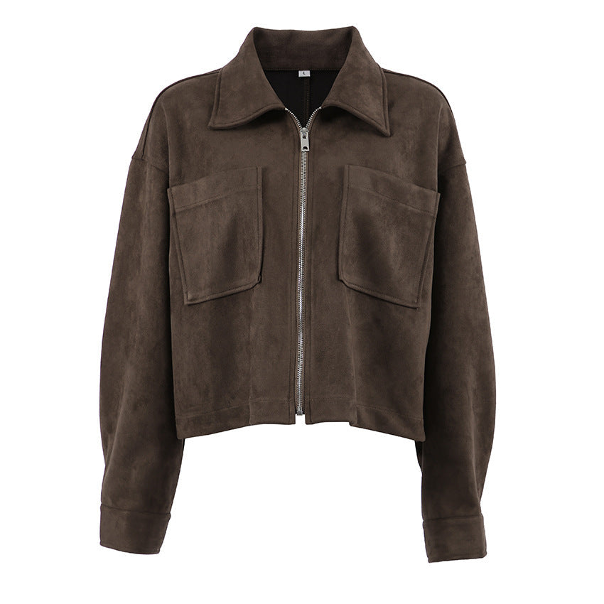 Damen modische Wildlederjacke im angesagten Oversized-Schnitt R&B