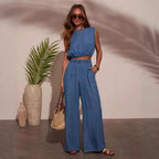 Damen Crop-Top und weite Hose Set R&B
