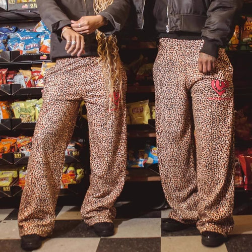Damen Modische Freizeithose im Leopardenmuster mit lockerer Passform R&B