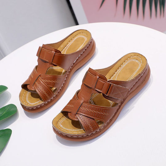 Damen bequeme Klettsandalen mit anatomischem Fußbettdesign R&B