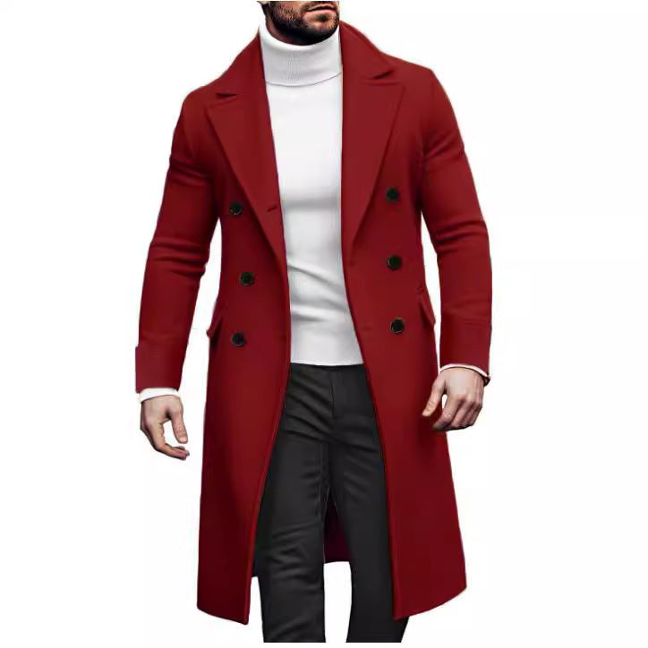 Herren eleganter Doppelmantel mit breitem Revers und praktischen Taschen R&B
