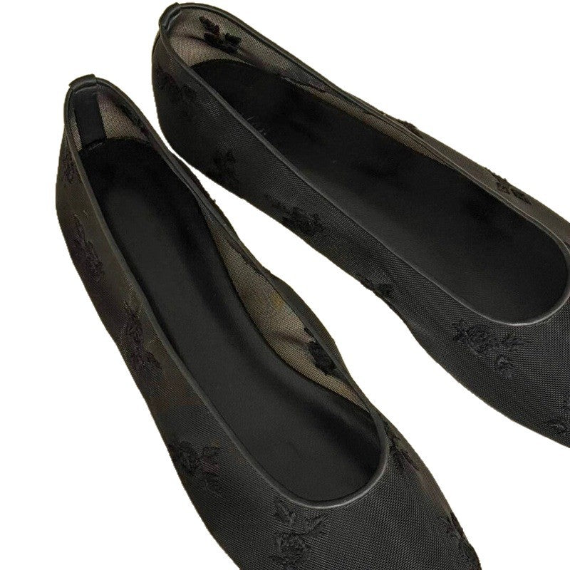 Damen Ballerinas mit floralem Design aus feinem Netzmaterial