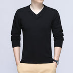Herren eleganter Pullover mit V-Ausschnitt und feiner Strickstruktur R&B
