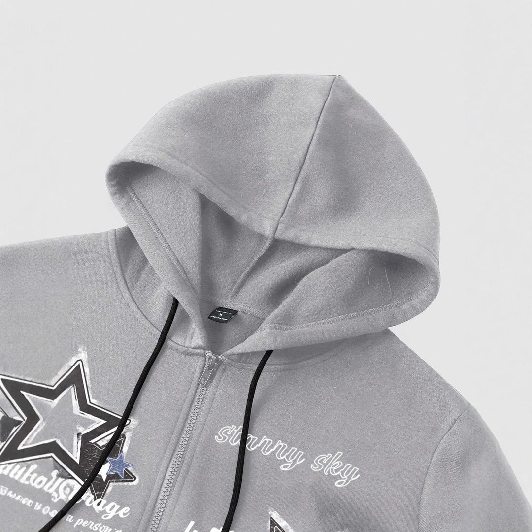 Herren Kapuzenjacke mit praktischem Reißverschluss und stylischem Sternenmotiv R&B