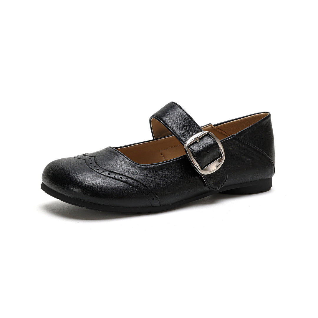 Damen Ballerinas mit verstellbarem Riemen und eleganter Schnalle R&B