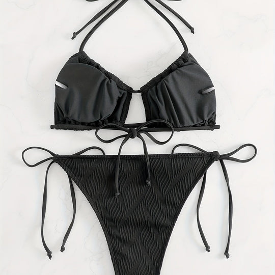 Damen Triangel-Bikini mit raffiniertem Rüschendesign R&B