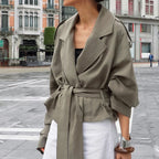 Damen Modische Oversized-Jacke mit Bindegürtel und raffinierter Schnittführung R&B