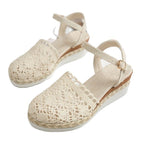 Damen geflochtene Espadrilles mit verstellbarem Riemen und rutschfester Sohle R&B