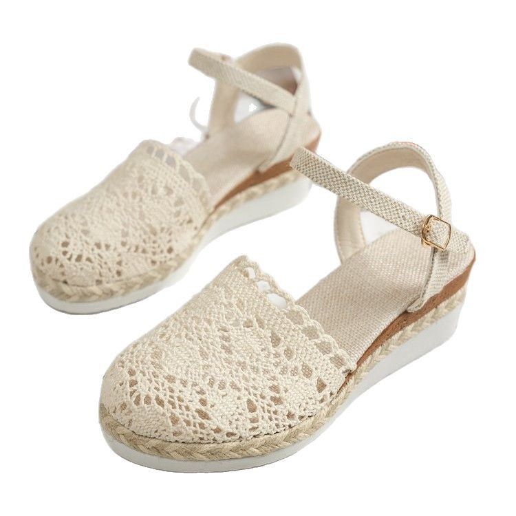 Damen geflochtene Espadrilles mit verstellbarem Riemen und rutschfester Sohle R&B