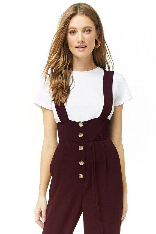 Damen Hochwertiger Jumpsuit mit blickdichten Trägern und Knopfdetail R&B