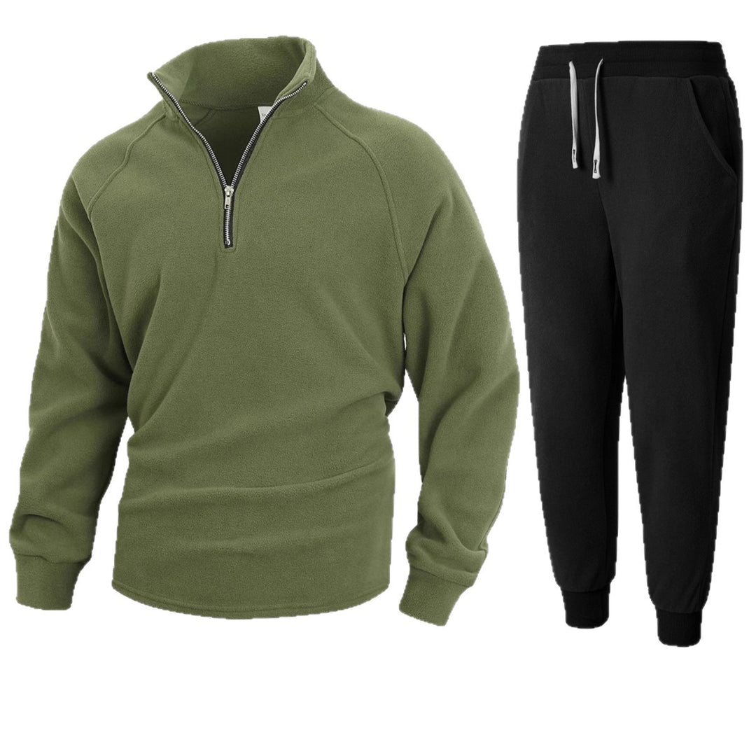 Herren Fleece-Relaxanzug mit halblangem Reißverschluss R&B