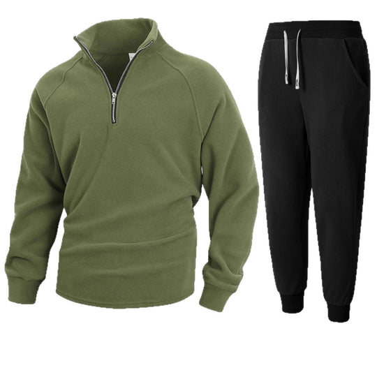 Herren Fleece-Relaxanzug mit halblangem Reißverschluss R&B