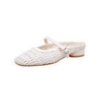 Damen elegante und luftige Slingback-Pantoletten mit dekorativem Flecht-Design
