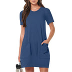 Damen lässiges T-Shirt-Kleid mit praktischen Taschen R&B
