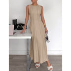 Damen Langarm Maxikleid mit eleganten Streifen und schmeichelndem Schnitt R&B