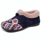 Damen Gemütliche Hausschuhe mit dekorativem Blumenmuster und kuscheligem Innenfutter R&B