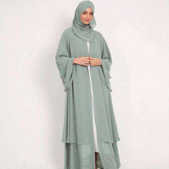 Damen Elegante und fließende lange Kaftan mit offenen Ärmeln R&B