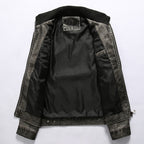 Herren robuste Kunstlederjacke im Military-Stil