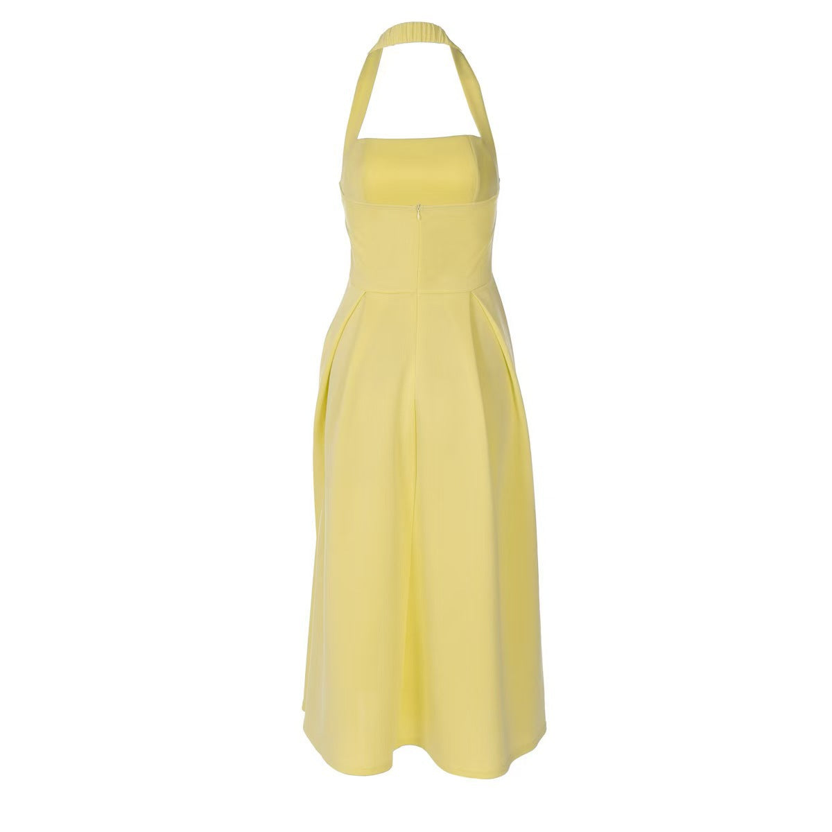 Damen Elegantes Midikleid mit tiefem V-Ausschnitt und stilvollem Faltenrock R&B