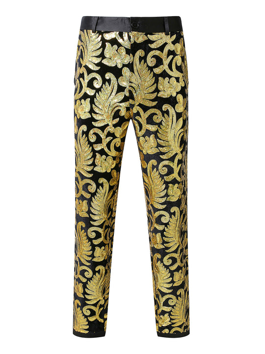 Herren Glitzernde Veranstaltungs-Hose mit floralem Muster R&B