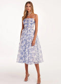 Damen Midi-Kleid mit elegantem Chiffon und floralen Applikationen R&B