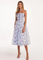 Damen Midi-Kleid mit elegantem Chiffon und floralen Applikationen R&B