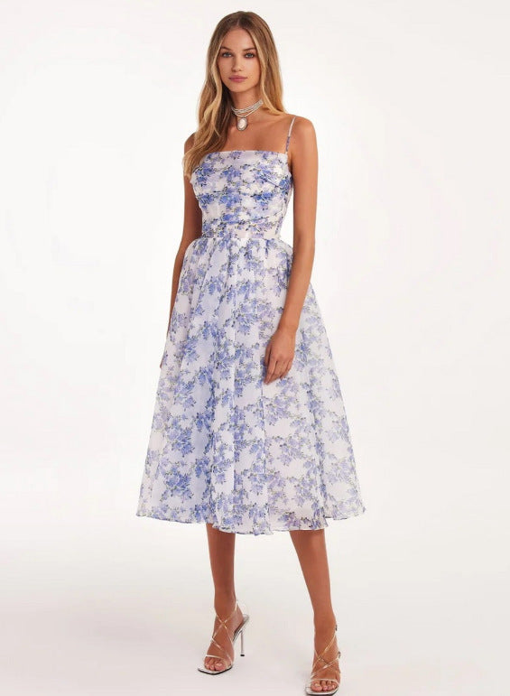 Damen Midi-Kleid mit elegantem Chiffon und floralen Applikationen R&B