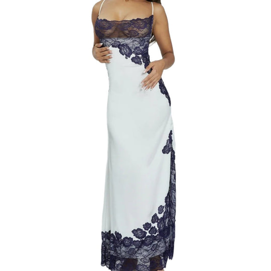 Damen Elegantes Spitzenkleid mit tiefem V-Ausschnitt und transparenten Einsätzen R&B