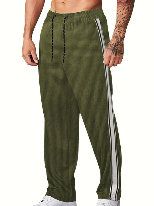 Herren nan gerippte Relax-Jogginghose mit weitem Bein, seitlicher Paspel und elastischem Kordelbund R&B