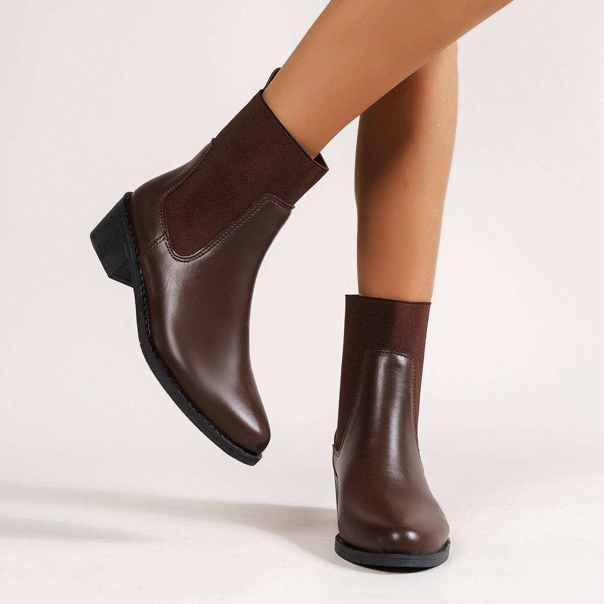 Damen Stiefeletten mit elastischem Schaft und komfortablem Blockabsatz R&B