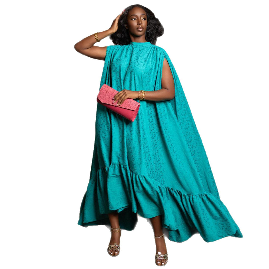Damen Langer Abendmantel mit asymmetrischem Saum und raffinierten Rüsche R&B