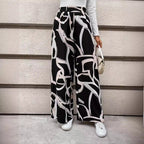 Damen Weit geschnittene Chiffon-Hosen mit modernem Grafikmuster R&B