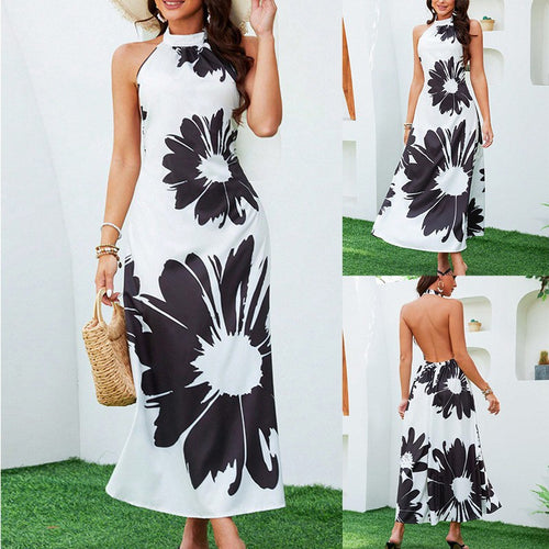 Damen Luftiges Maxikleid mit elegantem Blumenmuster und hochgeschlossenem Design R&B