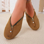Damen Elegante Slip-On Schuhe mit Reißverschluss R&B