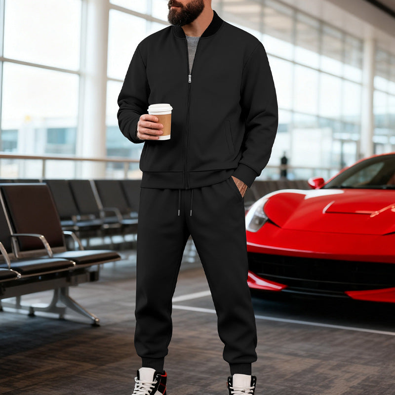 Herren nan sportlicher Freizeitanzug aus weicher Baumwollmischung mit Reißverschlussjacke und elastischer Jogginghose R&B
