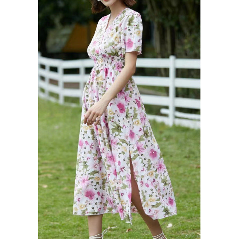 Damen Maxikleid mit fließendem Schnitt und floralem Design R&B