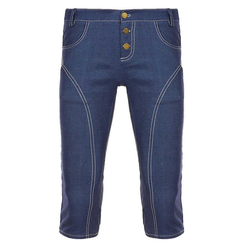 Damen Denim Crop-Top mit modischem Schnitt und verstellbaren Trägern R&B