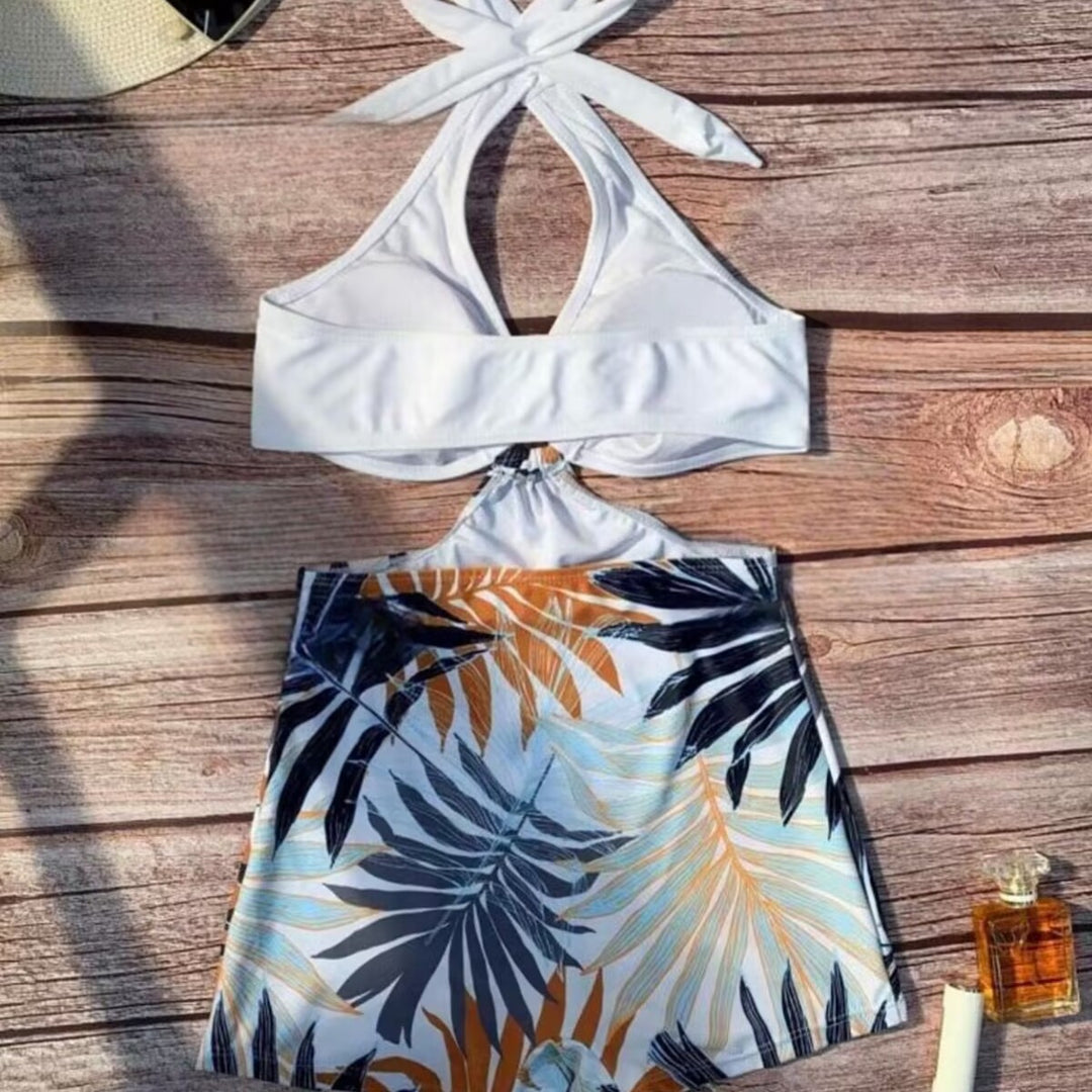 Damen Bikiniset mit hoch geschnittenem Hosenrock und elegantem Knoten R&B