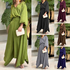 Damen Elegantes Maxikleid mit fließendem Schnitt und hochwertigem V-Ausschnitt R&B