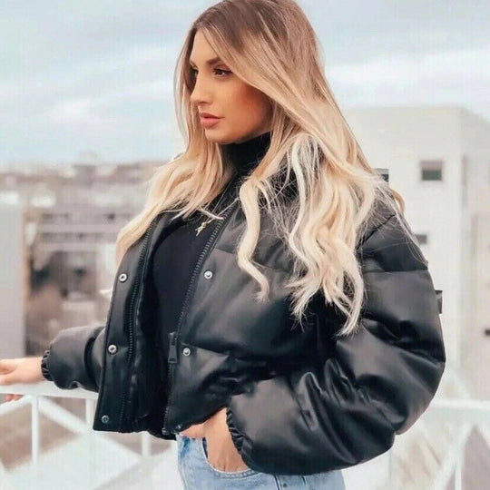Damen Kunstleder Steppjacke R&B