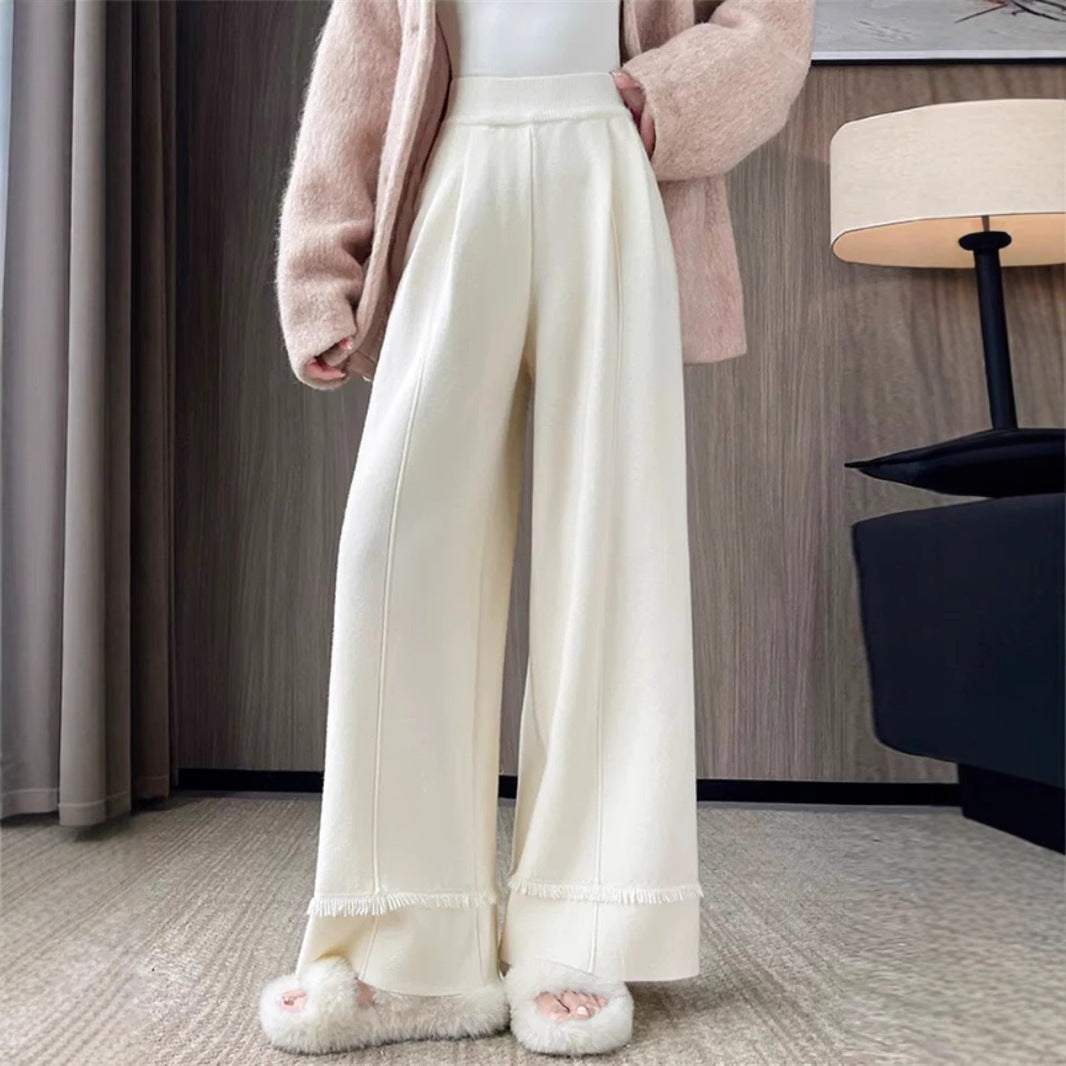 Damen Elegante, weit geschnittene Hose mit Fransen R&B