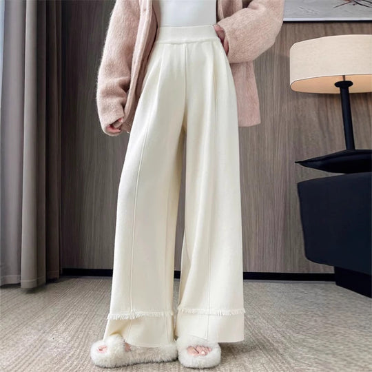 Damen Elegante, weit geschnittene Hose mit Fransen R&B