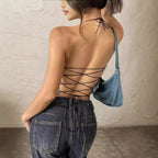 Damen Crop-Top mit Animal-Print und feinen Trägern R&B