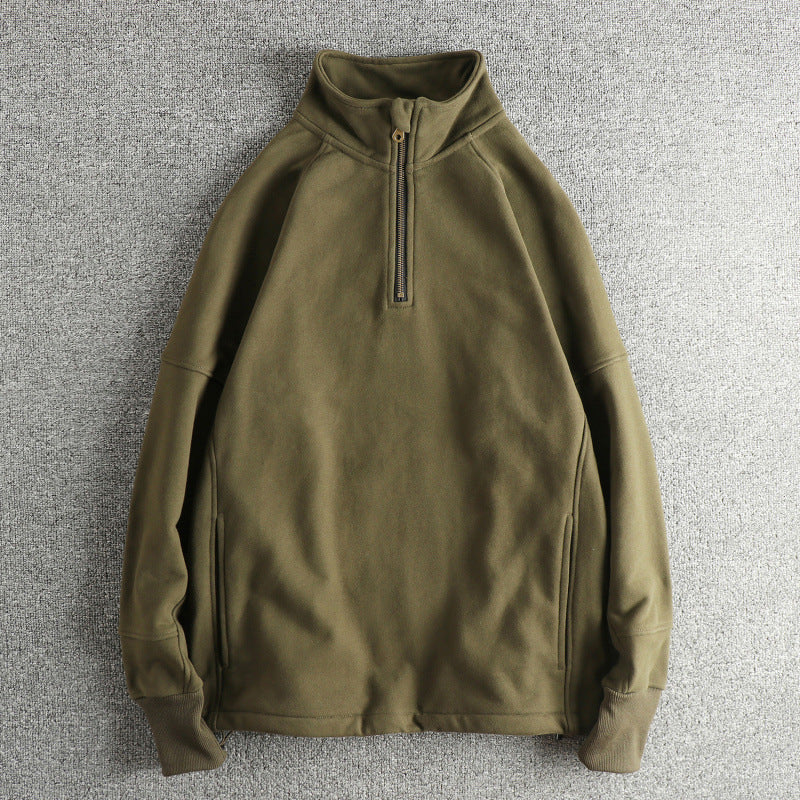 Herren Fleecejacke mit halbem Reißverschluss und seitlichen Eingrifftaschen R&B