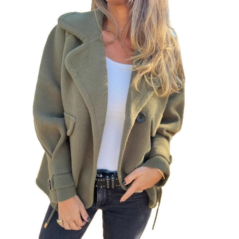 Damen Oversized Nachtjacke aus weichem Wollmix mit praktischen Taschen R&B